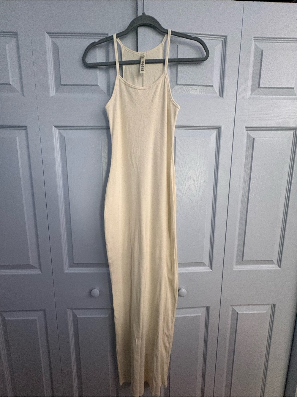 SKIMS - NEW - Cream Maxi Cotton Slit Dress M